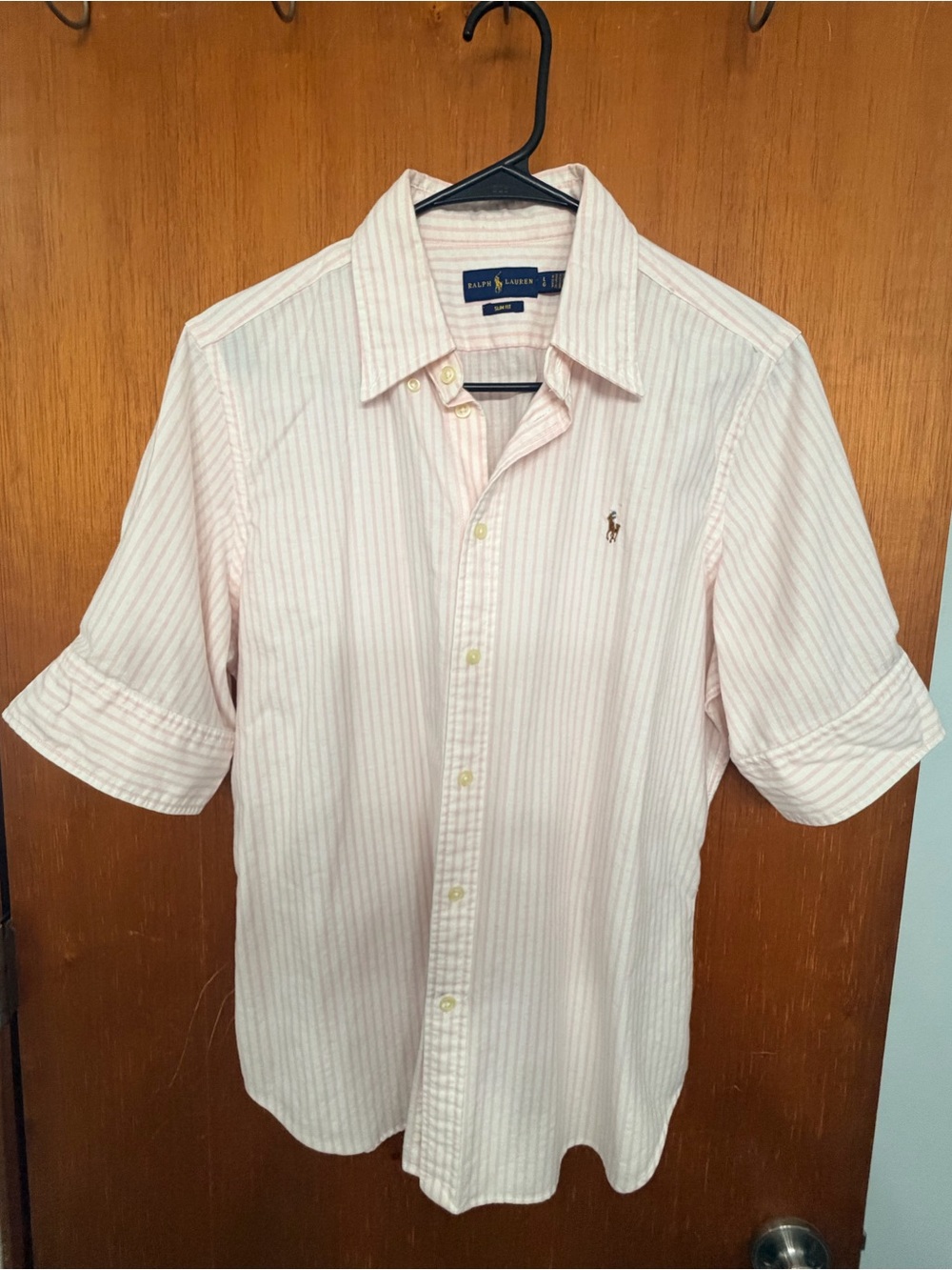 Ralph Lauren Light Pink Pinstripe Short-Sleeve Button-Down Shirt